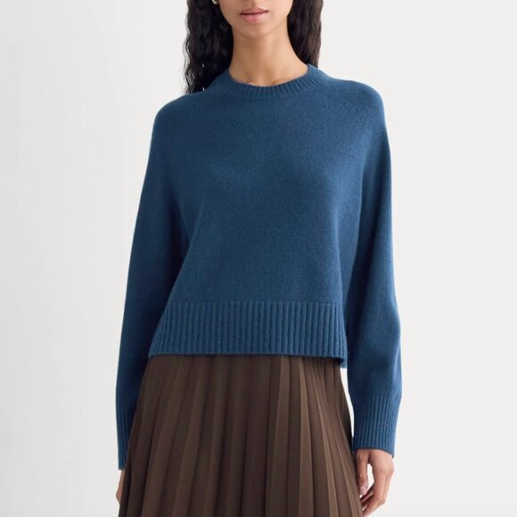 Everlane The Boxy Crew in Cashmere in Deep Lazuli Blue - Picture 1 of 8
